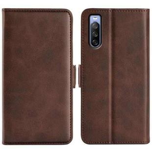 For Sony Xperia 10 IV Dual-side Magnetic Buckle Horizontal Flip Leather Phone Case(Brown)