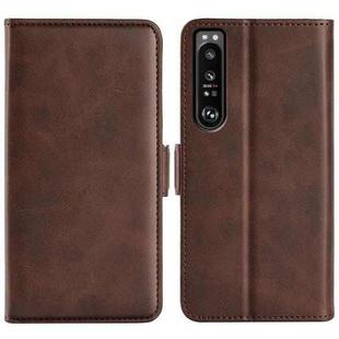 For Sony Xperia 1 IV Dual-side Magnetic Buckle Leather Phone Case(Brown)