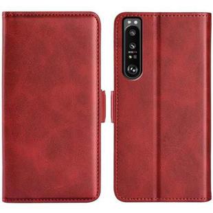 For Sony Xperia 1 IV Dual-side Magnetic Buckle Leather Phone Case(Red)