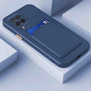 For Samsung Galaxy A22 5G Skin Feel Card TPU Contrast Color Button Phone Case(Dark Blue)