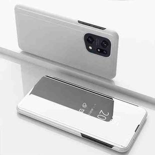 For OPPO Find X5 Plated Mirror Horizontal Flip Leather Case with Holder(Silver)