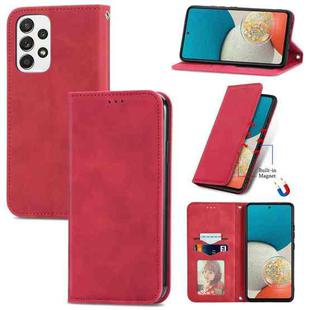 For Samsung Galaxy A73 5G Retro Skin Feel Magnetic Horizontal Flip Leather Phone Case(Red)