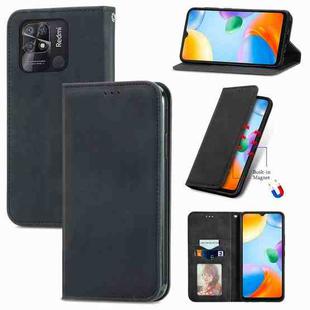 For Xiaomi Redmi 10C Retro Skin Feel Magnetic Flip Leather Phone Case(Black)