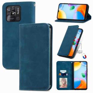 For Xiaomi Redmi 10C Retro Skin Feel Magnetic Flip Leather Phone Case(Blue)