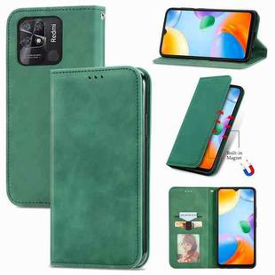 For Xiaomi Redmi 10C Retro Skin Feel Magnetic Flip Leather Phone Case(Green)