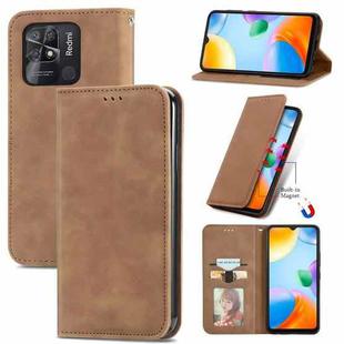 For Xiaomi Redmi 10C Retro Skin Feel Magnetic Flip Leather Phone Case(Brown)