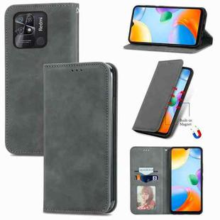 For Xiaomi Redmi 10C Retro Skin Feel Magnetic Flip Leather Phone Case(Gray)