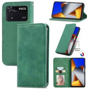 For Xiaomi Poco M4 Pro Retro Skin Feel Magnetic Flip Leather Phone Case(Green)