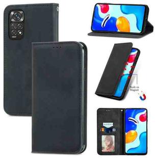 For Xiaomi Redmi Note 11S Retro Skin Feel Magnetic Flip Leather Phone Case(Black)