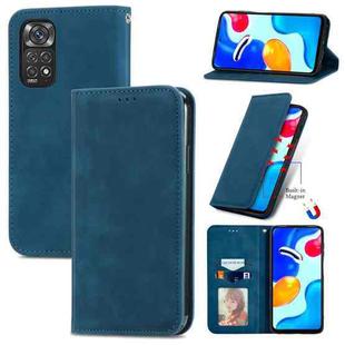 For Xiaomi Redmi Note 11S Retro Skin Feel Magnetic Flip Leather Phone Case(Blue)