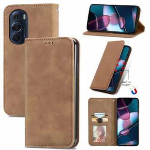 For Motorola Edge X30 Retro Skin Feel Magnetic Horizontal Flip Leather Phone Case(Brown)