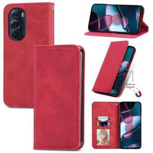 For Motorola Edge X30 Retro Skin Feel Magnetic Horizontal Flip Leather Phone Case(Red)