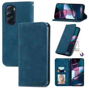 For Motorola Edge X30 Retro Skin Feel Magnetic Horizontal Flip Leather Phone Case(Blue)