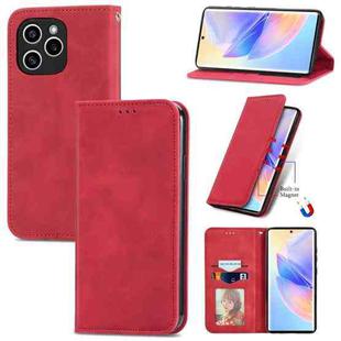 For Honor 60 SE Retro Skin Feel Magnetic Horizontal Flip Leather Phone Case(Red)