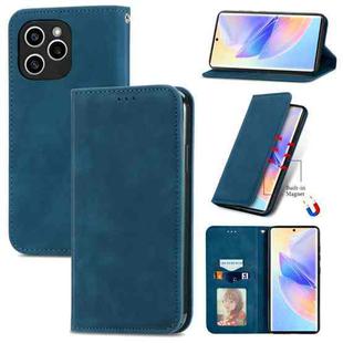 For Honor 60 SE Retro Skin Feel Magnetic Horizontal Flip Leather Phone Case(Blue)