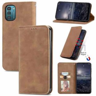 For Nokia G21 Retro Skin Feel Magnetic Horizontal Flip Leather Phone Case(Brown)