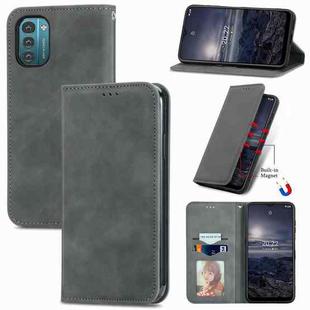 For Nokia G21 Retro Skin Feel Magnetic Horizontal Flip Leather Phone Case(Gray)