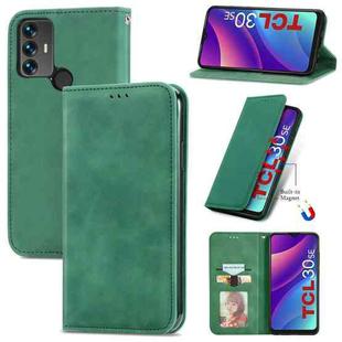 For TCL 30 SE Retro Skin Feel Magnetic Horizontal Flip Leather Phone Case(Green)