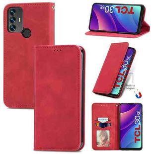 For TCL 30 SE Retro Skin Feel Magnetic Horizontal Flip Leather Phone Case(Red)