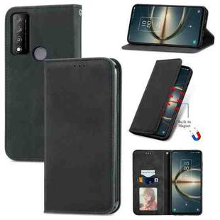 For TCL 30 V 5G Retro Skin Feel Magnetic Horizontal Flip Leather Phone Case(Black)