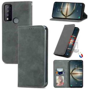 For TCL 30 V 5G Retro Skin Feel Magnetic Horizontal Flip Leather Phone Case(Gray)