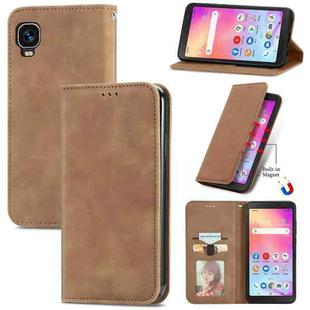 For TCL A509DL / A3 Retro Skin Feel Magnetic Horizontal Flip Leather Phone Case(Brown)