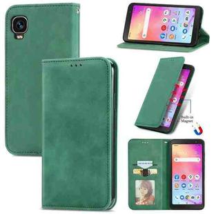 For TCL A509DL / A3 Retro Skin Feel Magnetic Horizontal Flip Leather Phone Case(Green)