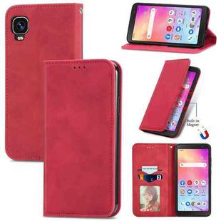 For TCL A509DL / A3 Retro Skin Feel Magnetic Horizontal Flip Leather Phone Case(Red)