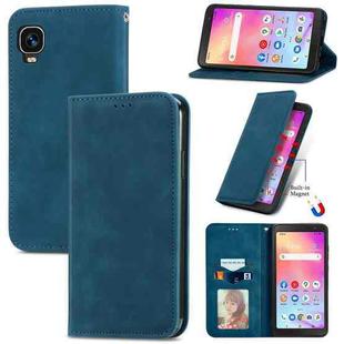 For TCL A509DL / A3 Retro Skin Feel Magnetic Horizontal Flip Leather Phone Case(Blue)