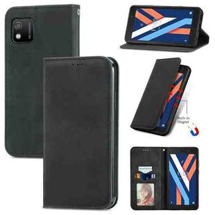 For Wiko Y52 Retro Skin Feel Magnetic Horizontal Flip Leather Phone Case(Black)