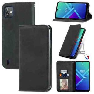 For Wiko Y82 Retro Skin Feel Magnetic Horizontal Flip Leather Phone Case(Black)