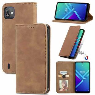 For Wiko Y82 Retro Skin Feel Magnetic Horizontal Flip Leather Phone Case(Brown)