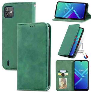 For Wiko Y82 Retro Skin Feel Magnetic Horizontal Flip Leather Phone Case(Green)