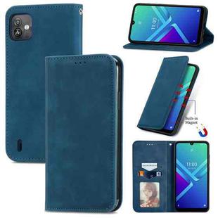 For Wiko Y82 Retro Skin Feel Magnetic Horizontal Flip Leather Phone Case(Blue)