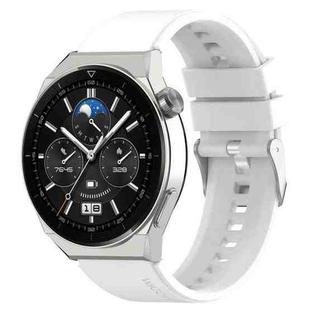 For Huawei Watch GT 3 Pro 46mm 22mm Protruding Head Silver Buckle Silicone Watch Band(White)