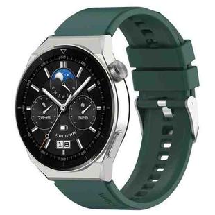For Huawei Watch GT 3 Pro 46mm 22mm Protruding Head Silver Buckle Silicone Watch Band(Dark Green)