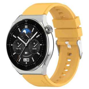 For Huawei Watch GT 3 Pro 46mm 22mm Protruding Head Silver Buckle Silicone Watch Band(Yellow)