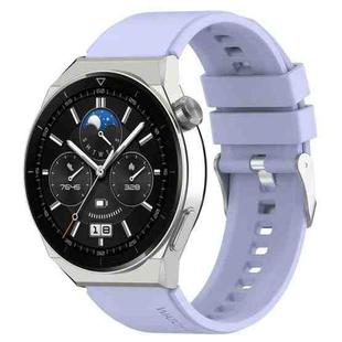 For Huawei Watch GT 3 Pro 46mm 22mm Protruding Head Silver Buckle Silicone Watch Band(Purple)