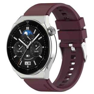 For Huawei Watch GT 3 Pro 46mm 22mm Protruding Head Silver Buckle Silicone Watch Band(Wine Red)