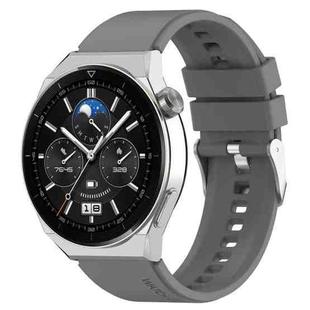 For Huawei Watch GT 3 Pro 46mm 22mm Protruding Head Silver Buckle Silicone Watch Band(Gray)