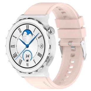 For Huawei Watch GT 3 Pro 43mm 20mm Protruding Head Silver Buckle Silicone Watch Band(Pink)
