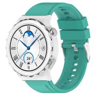 For Huawei Watch GT 3 Pro 43mm 20mm Protruding Head Silver Buckle Silicone Watch Band(Green)