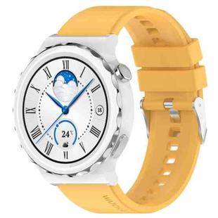 For Huawei Watch GT 3 Pro 43mm 20mm Protruding Head Silver Buckle Silicone Watch Band(Yellow)