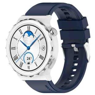 For Huawei Watch GT 3 Pro 43mm 20mm Protruding Head Silver Buckle Silicone Watch Band(Dark Blue)