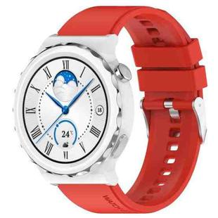 For Huawei Watch GT 3 Pro 43mm 20mm Protruding Head Silver Buckle Silicone Watch Band(Red)