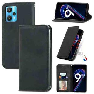 For OPPO Realme 9 Pro Retro Skin Feel Magnetic Horizontal Flip Leather Phone Case(Black)