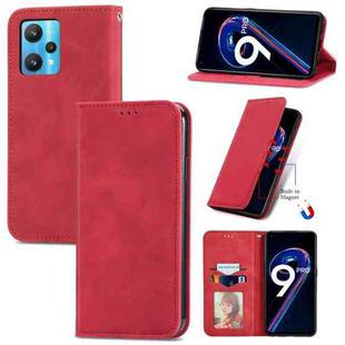 For OPPO Realme 9 Pro Retro Skin Feel Magnetic Horizontal Flip Leather Phone Case(Red)