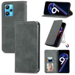 For OPPO Realme 9 Pro Retro Skin Feel Magnetic Horizontal Flip Leather Phone Case(Gray)