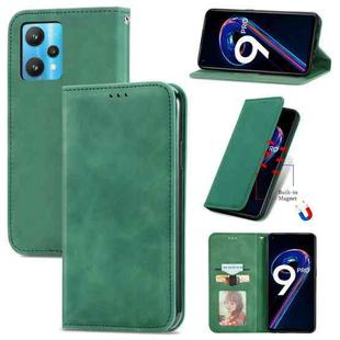 For OPPO Realme 9 Pro Retro Skin Feel Magnetic Horizontal Flip Leather Phone Case(Green)