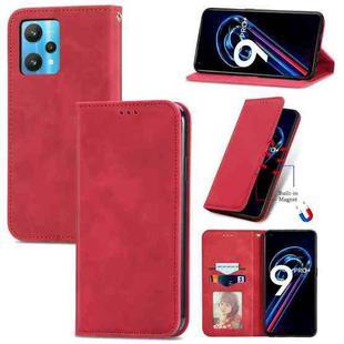 For OPPO Realme 9 Pro+ 5G Retro Skin Feel Magnetic Horizontal Flip Leather Phone Case(Red)